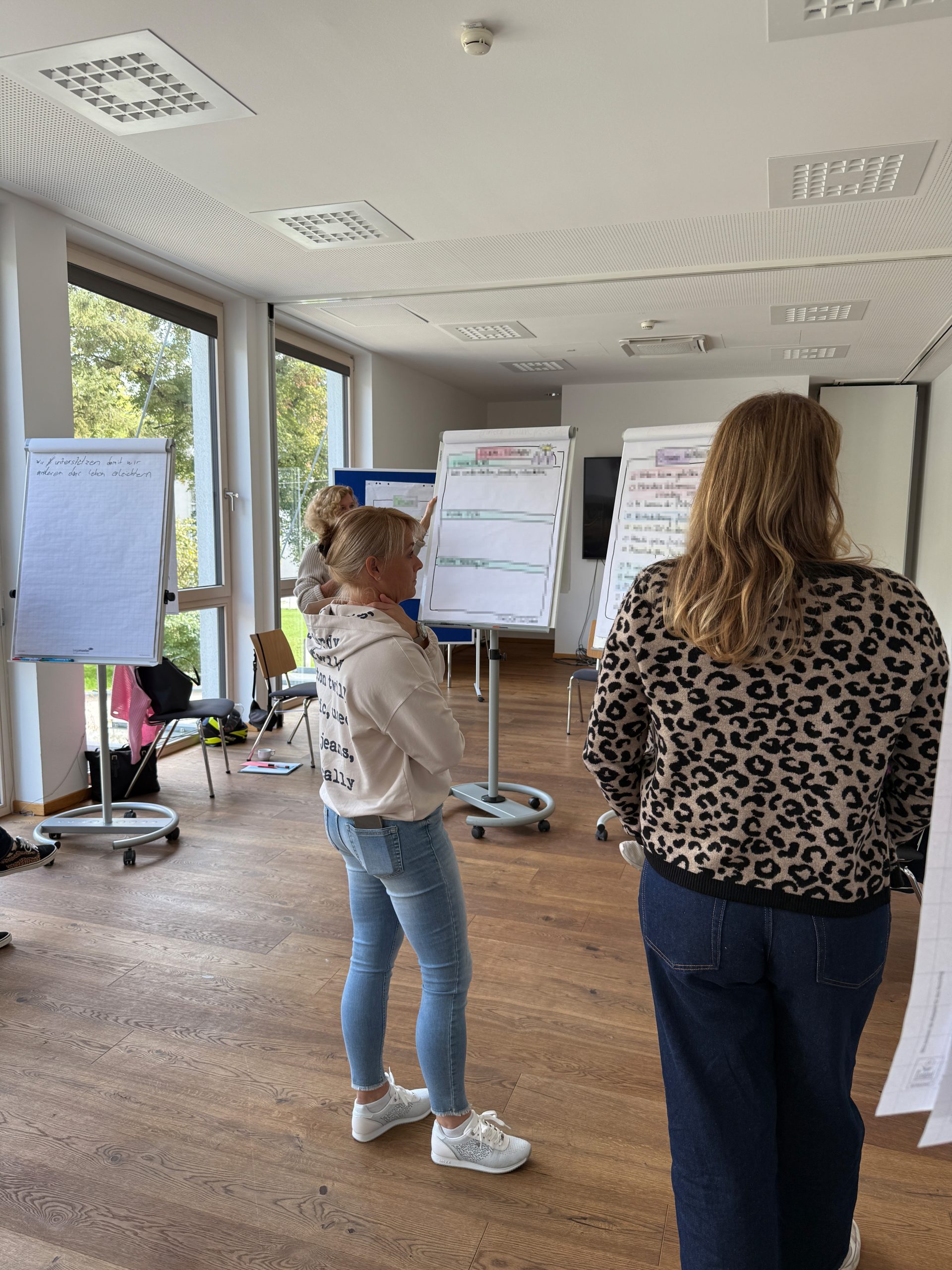 Menschen vor Flipcharts bei einem Workshop